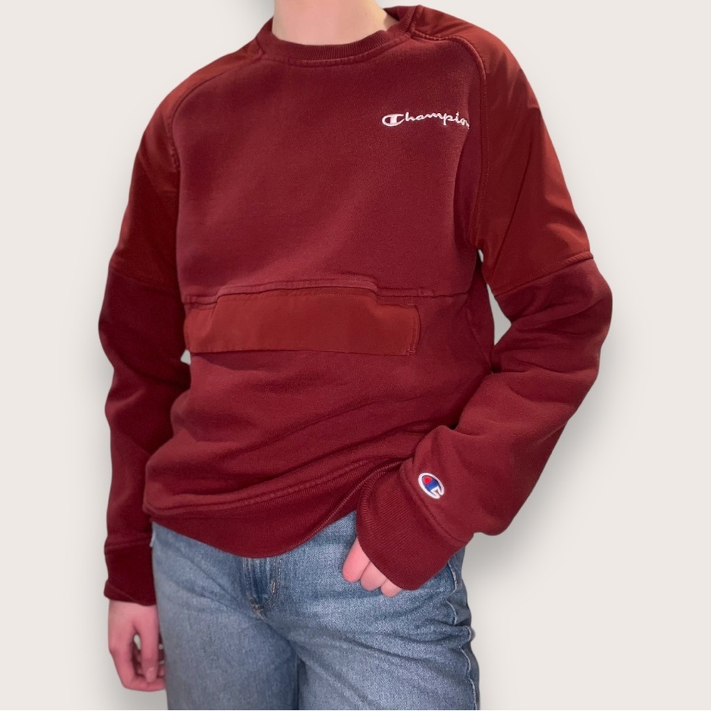CHAMPION | Women’s Reverse Weave Anorak Crewneck Sweatshirt Maroon Small​